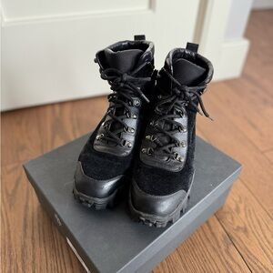 Moncler Black Suede Lace-Up Boots